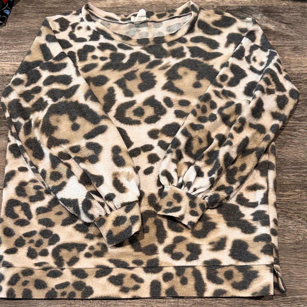 BiBi Leopard Print Sweatshirt - Tan and Black